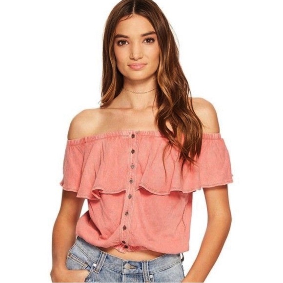 FREE PEOPLE  “Love Letter Tube” off shoulder, coral - Picture 1 of 9